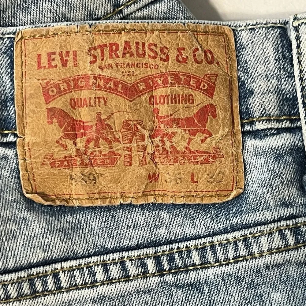 Levi's 569 jeans mens 36x30 acid wash Blue loose fit straight leg stretch